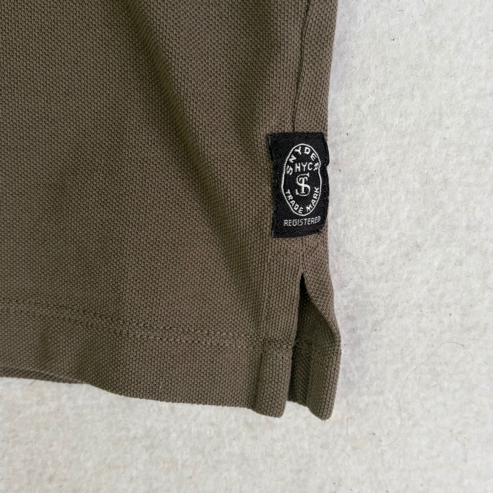 Todd Snyder Men's Organic Cotton Pique Polo Shirt Green Olive Thyme Size Medium - Picture 4 of 9
